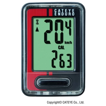 Cateye computer enduro 9funk vastag vezeték fekete/piros kerékpáros