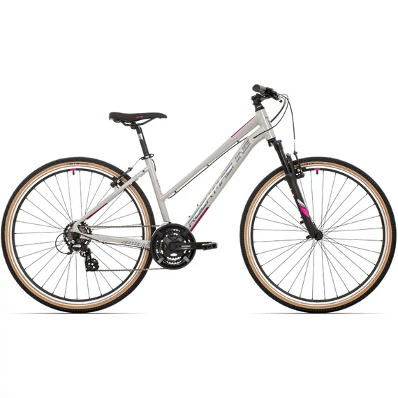 Rock Machine Crossride 100 Lady cross kerékpár [19" (L), fényes világosszürke/szürke/pink] kerékpáros