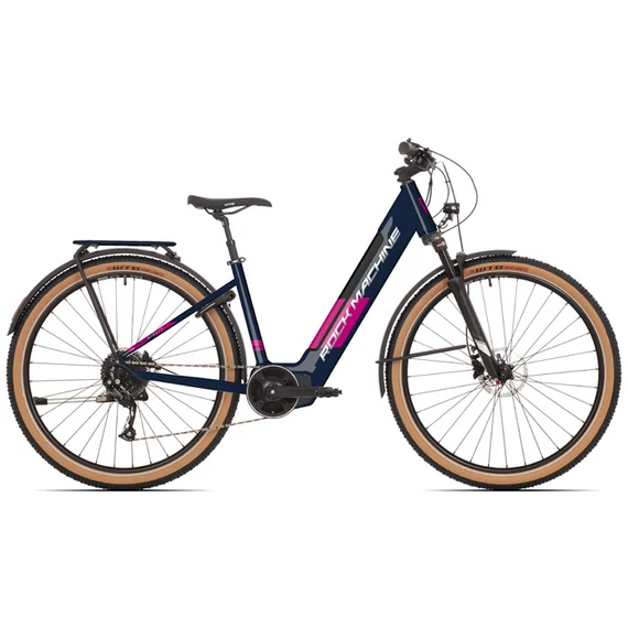 Rock Machine Storm INT e90-29 Lady Touring elektromos MTB kerékpár [17" (M), matt sötétkék/ezüst/pink] kerékpáros