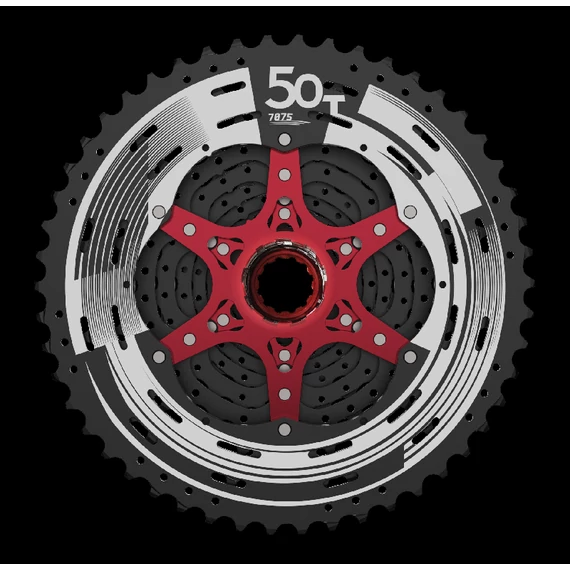 Sunrace CSMZ90 WA5 12 sebességes fogaskeréksor [fekete-piros, 11-50] kerékpáros