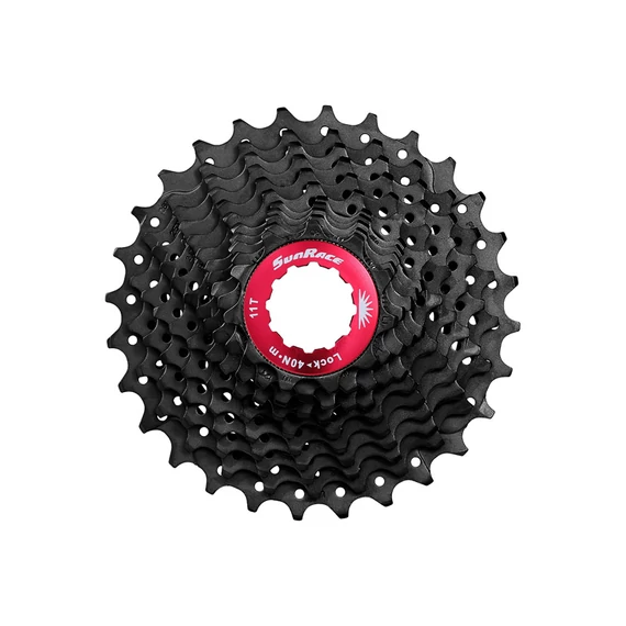 Sunrace CSRX1 11 sebességes fogaskeréksor [fekete-piros, 11-32] kerékpáros