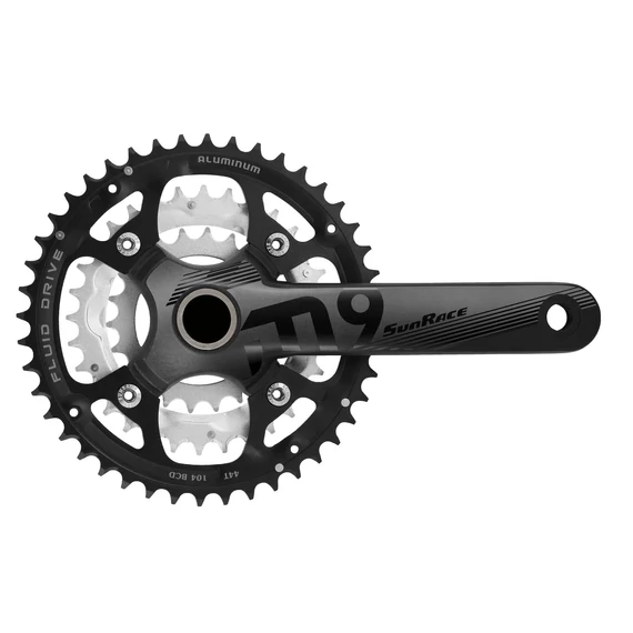 Sunrace FCM954 integrált MTB hajtómű középcsapággyal [fekete, 44/32/22] kerékpáros