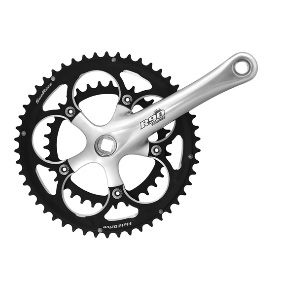 Sunrace FCR9F 50/34T kompakt négyszögtengelyes hajtómű [fekete-ezüst, 50/34, 170 mm] kerékpáros