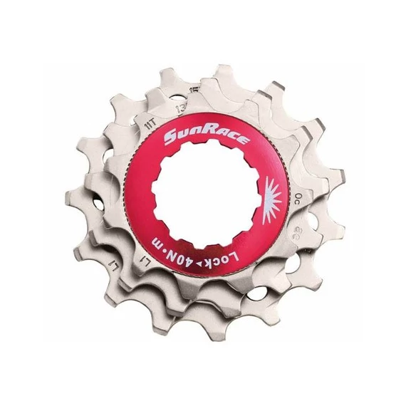 Sunrace SPCS11 csere lánckerék szett [ezüst-piros, 11-13-15] kerékpáros