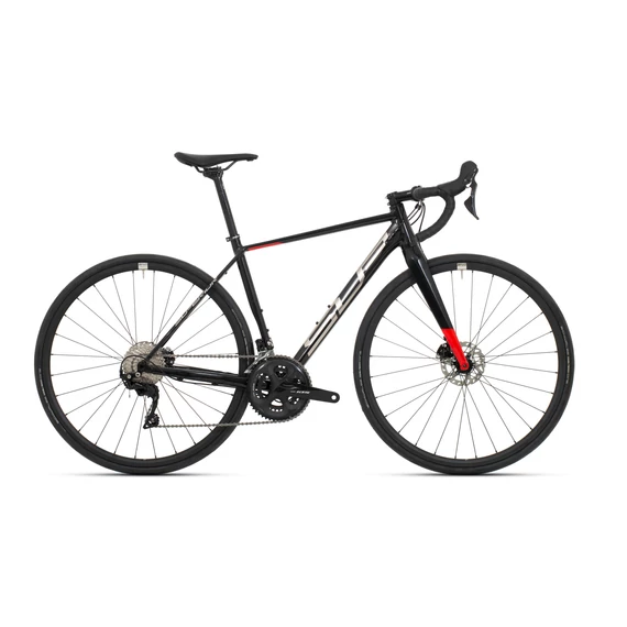 Superior X-ROAD Issue országúti kerékpár [56 cm (L), fényes metál fekete-króm ezüst-team piros] kerékpáros
