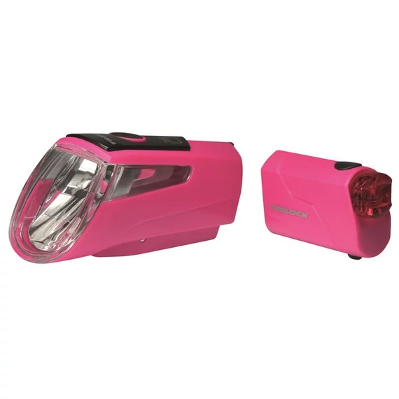 Trelock LS 460 I-GO® Power + LS 720 akkumulátoros első+hátsó lámpa [pink] kerékpáros