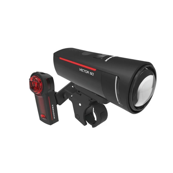 Trelock LS 600 I-GO Vector 60 Lux + LS 740 Vector Rear Signal akkumulátoros első+hátsó lámpa szett kerékpáros