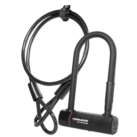 Trelock U5 Mini Flex kulcsos U-lakat [fekete, 178 mm] kerékpáros