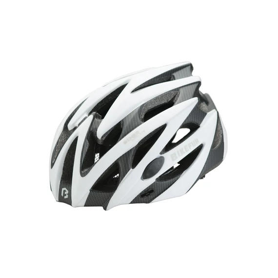 Fejvédő sisak sisak BIKEFUN EDGE M fehér/karbon 55-58 cm kerékpáros