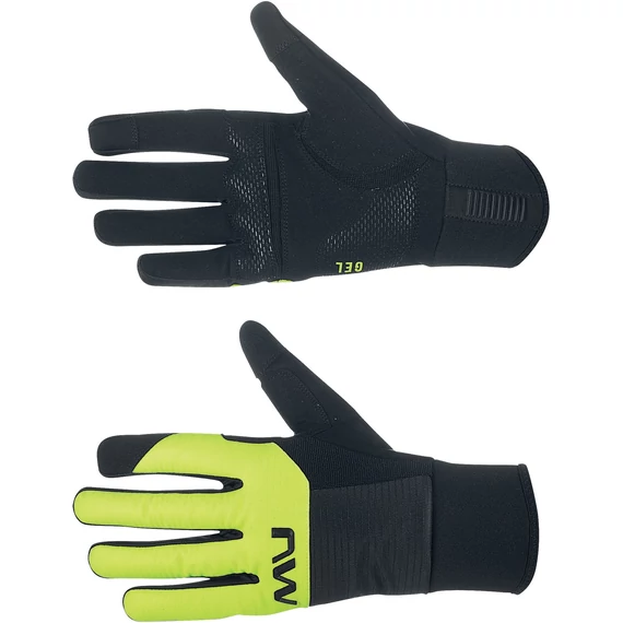 Kesztyű NORTHWAVE téli FAST GEL S hosszú, fekete/fluo sárga kerékpáros