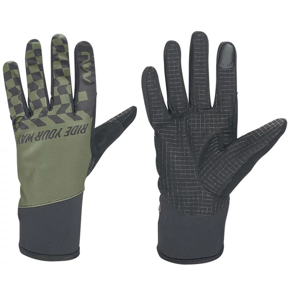 Kesztyű NORTHWAVE téli WINTER ACTIVE M hosszú, zöld/fekete kerékpáros