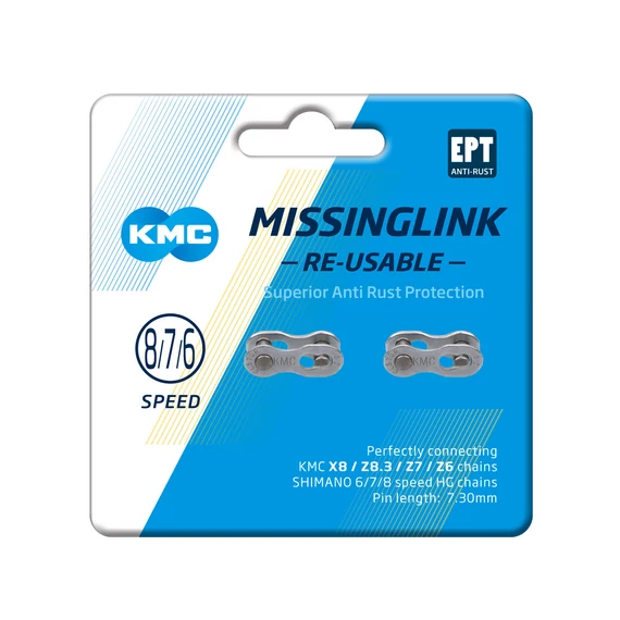 Lánc KMC MISSINGLINK patentszem 6-7-8 sebességes 1/2x3/32 6/7/6-7-8 sebességes CL573R kerékpáros