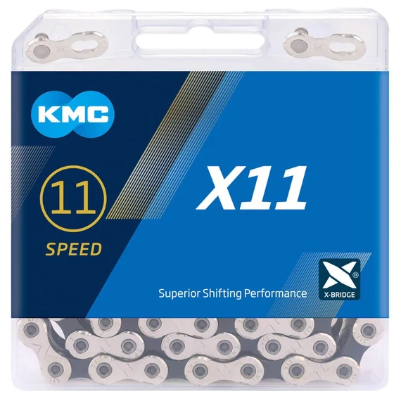 Lánc KMC X11 11 sebességes 1/2 x 11/128 118L ezüst kerékpáros