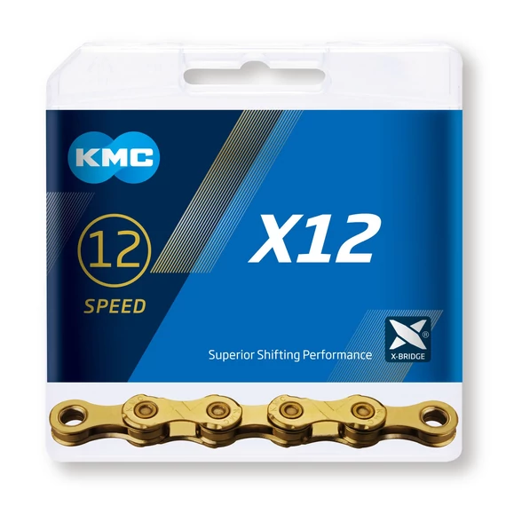 Lánc KMC X12 12 sebességes Gold 12 sebességes 1/2x11/128 126L kerékpáros