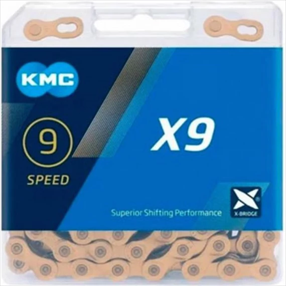 Lánc KMC X9 9 sebességes arany kerékpáros