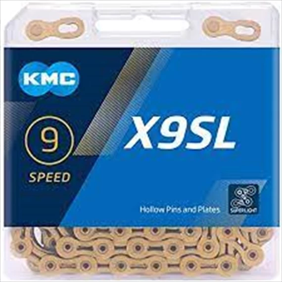Lánc KMC X9 9 sebességesSL 9 sebességes arany kerékpáros