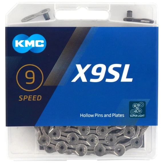 Lánc KMC X9 9 sebességesSL 9 sebességes ezüst kerékpáros