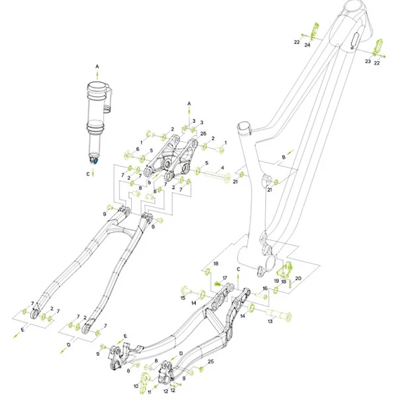 Merida Váz Hardware KIT csavarszet Ninety-Six CF 2021-től kerékpáros
