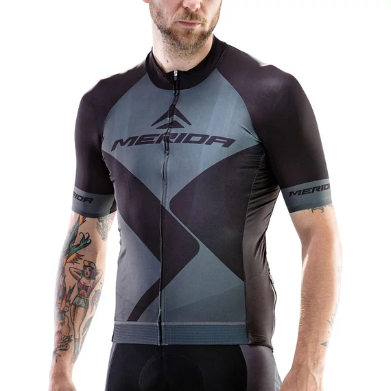 Mez MERIDA RHOMBE DESIGN rövid szürke/fekete végig cipzár - 15512T0435 kerékpáros