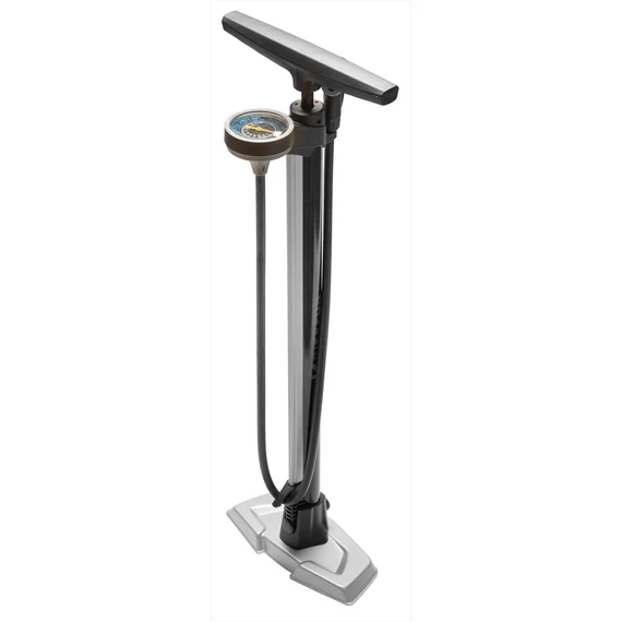 Pumpa BIKEFUN BLIZZARD műhely acél, nyomásmérővel, ezüst - GF-54E kerékpáros