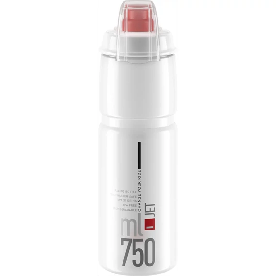 Elite kulacs jet plus átlátszó/piros logó 750ml 102g kerékpáros