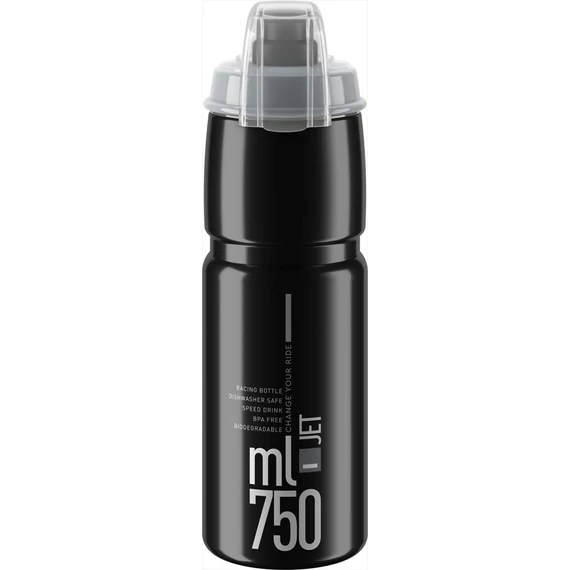 Elite kulacs jet plus fekete fekete/szürke logó 750ml 102g kerékpáros