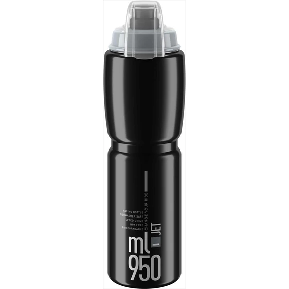 Elite kulacs jet plus fekete fekete/szürke logó 950ml 114g kerékpáros