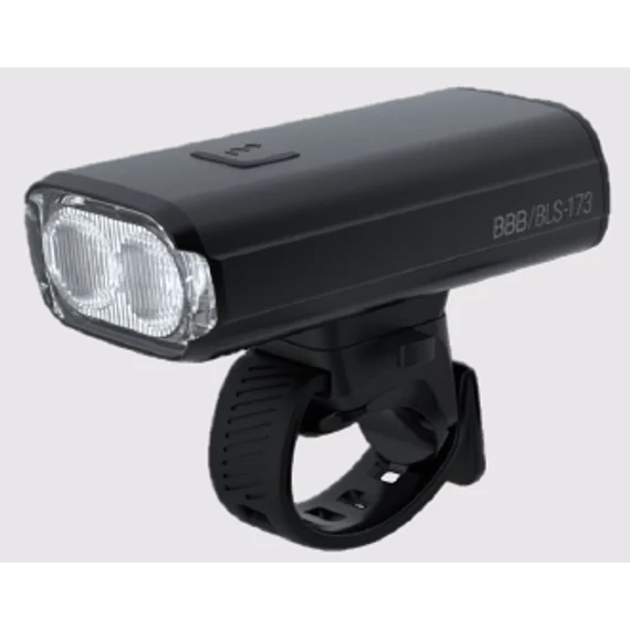 BBB Cycling kerékpáros első lámpa BLS-173 StrikeDuo, 2000 lumen, 7 mód, USB-C tölthető 6700 mAh akku, gumis felfogatással, távirányítóval a csomagban (BLS-179)