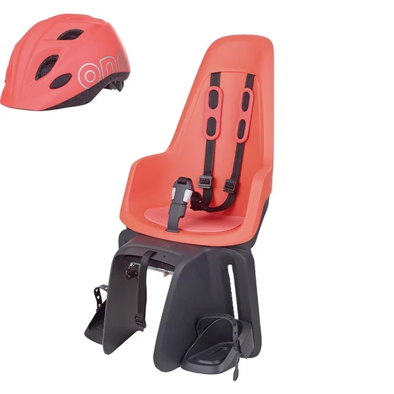 Bobike hátsó gyerekülés ONE maxi + in-mold gyereksisak szettben, vázra és csomagtartóra szerelhető, flamingó pink S kerékpáros