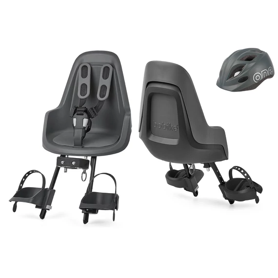 Bobike első gyerekülés ONE mini + in-mold gyereksisak szettben, városi szürke XS kerékpáros