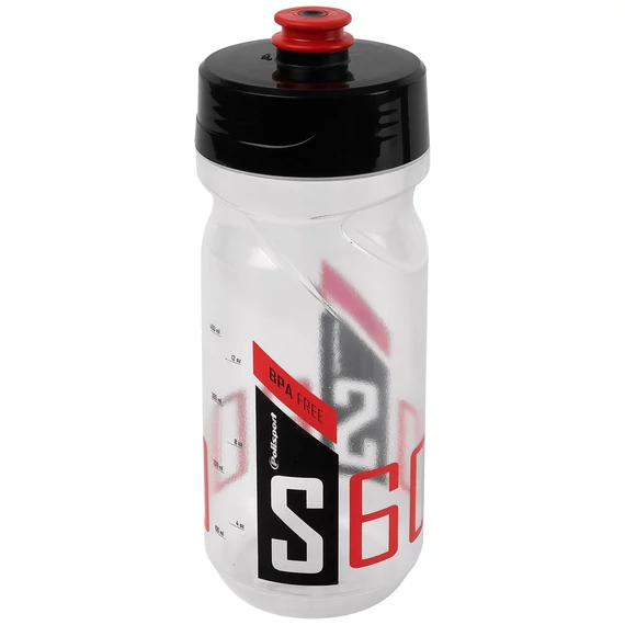 Polisport kulacs 600 ml S600 csavaros kupakkal, átlátszó/fekete/piros kerékpáros