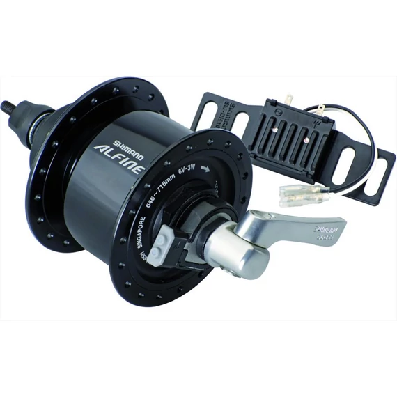 Shimano első agy dinamós alfine 36l qr fekete tárcsafék center lock 3.0w smdh10 kerékpáros