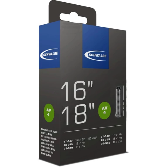 Schwalbe belső 16 av4 16x1.3/8 110-140 40mm 85g  kerékpáros