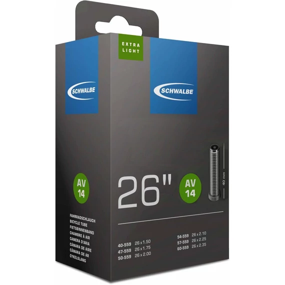 Schwalbe belső 26 av14 26x150-235 extra light 40mm 130g  kerékpáros