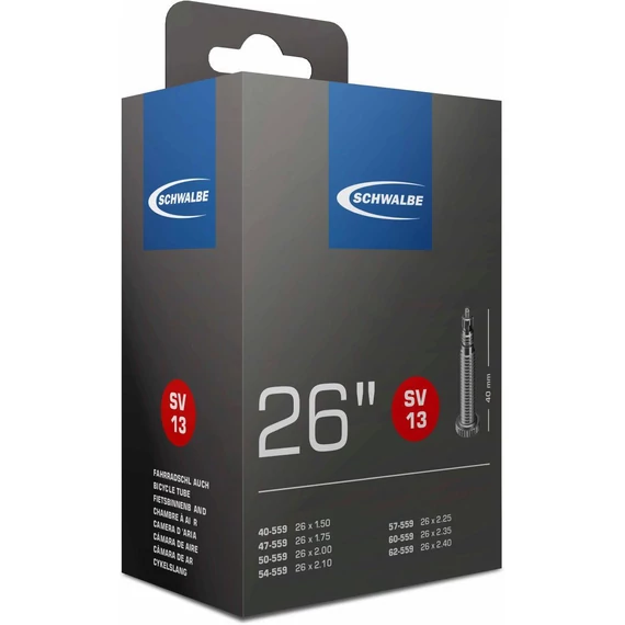 Schwalbe belső 26 sv13 26x150-240 40mm 191g fóliás doboz  kerékpáros