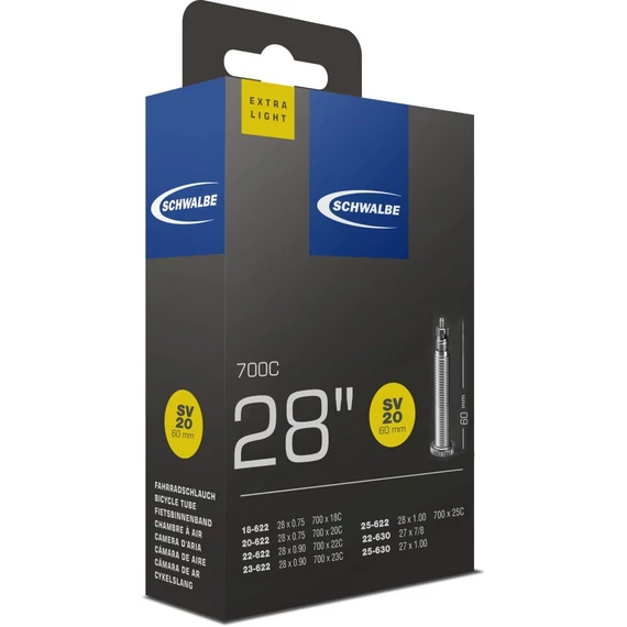 Schwalbe belső 622 sv20 622/630-18/25 extra light 60mm 65g  kerékpáros
