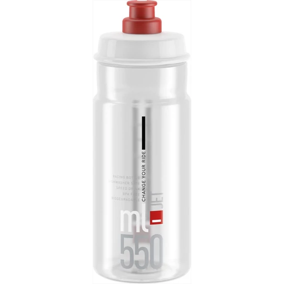Elite kulacs jet átlátszó/piros logó 550ml 78g kerékpáros