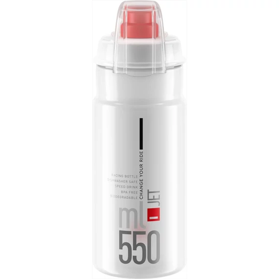 Elite kulacs jet plus átlátszó/piros logó 550ml 92g kerékpáros