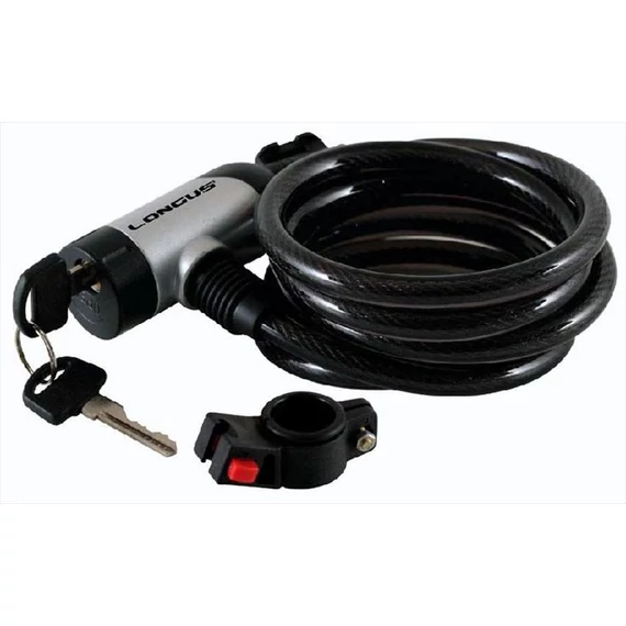 Longus lakat 10/1800mm kulcsos (tartóval) ezüst/füst  kerékpáros