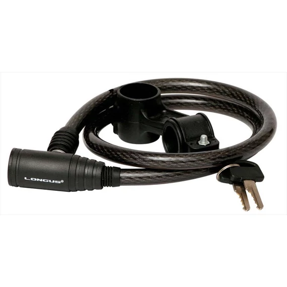 Longus lakat 12/900mm kulcsos (tartóval) fekete/füst  kerékpáros