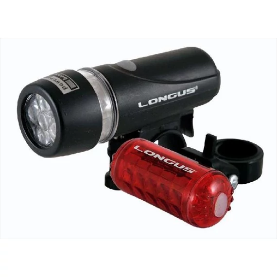 Longus lámpaszett első+hátsó 3 funkciós/5led+4 funkciós/5led fekete  kerékpáros