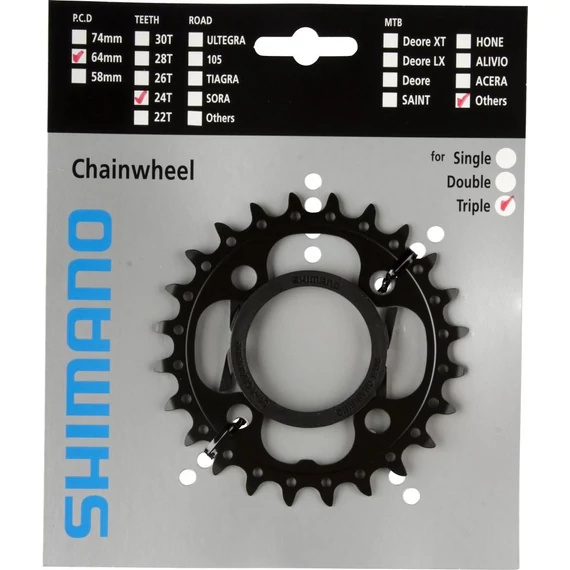 Shimano lánckerék 24f fcm522 24f-ae fekete & chain protector kerékpáros