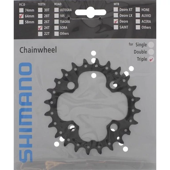 Shimano lánckerék 24f fcm590-10 24f-ae fekete kerékpáros