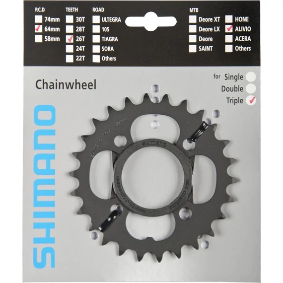 Shimano lánckerék 26f fcm431-8 26t fekete & protector kerékpáros