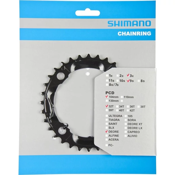 Shimano lánckerék 32f fcm590-9 fcm552 fcm391 fekete kerékpáros