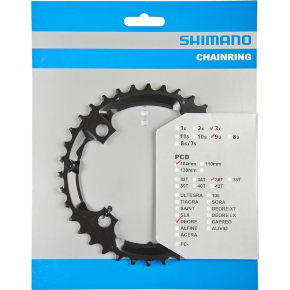 Shimano lánckerék 36f fcm590 m430 m431 m391 fct3010 fekete kerékpáros