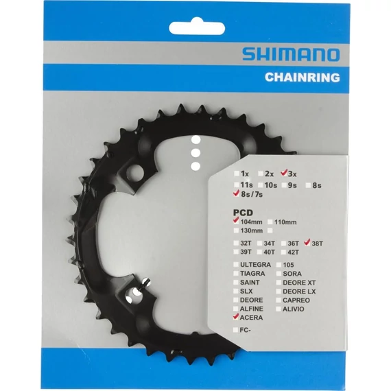 Shimano lánckerék 38f fcm361 38f fekete kerékpáros