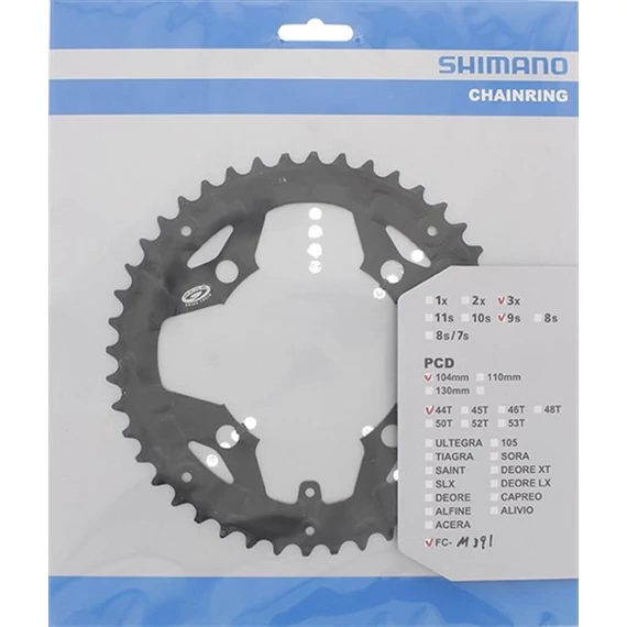 Shimano lánckerék 44f fcm391 acera 9-seb fekete (láncédő furattal ) kerékpáros