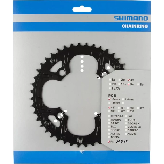 Shimano lánckerék 44f fcm480-s 44f fekete #1ea 9801 kerékpáros