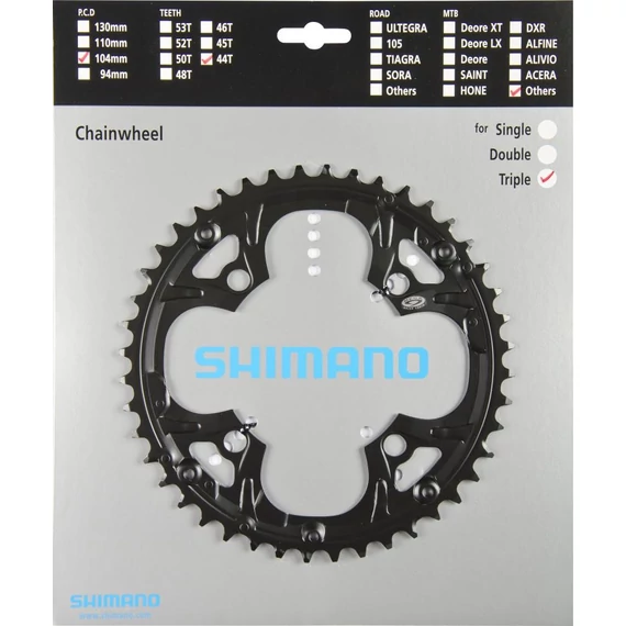 Shimano lánckerék 44f fcm480-s 44f fekete láncvédő furattal#1ea 9803 kerékpáros
